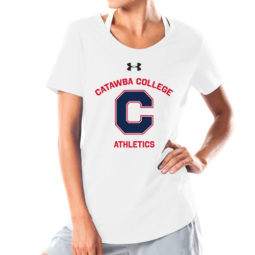  Under Armour Womens White Charged Cotton Tee - Catawba College Athletics