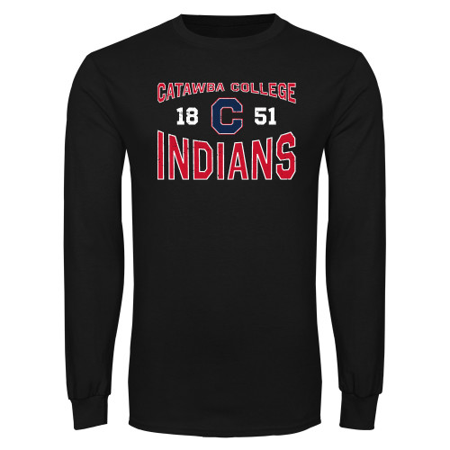  Black Long Sleeve T Shirt - Catawba College 1851 Distressed
