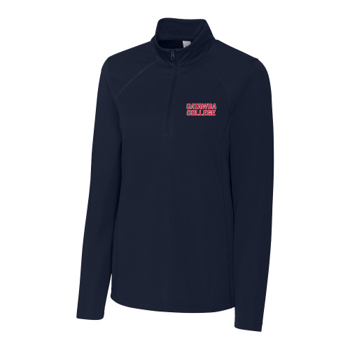  C&B Womens Dark Navy Clique Ice Pique Half Zip - Catawba Primary Wordmark