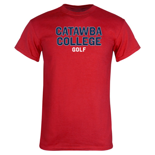  Red T Shirt - Catawba College Stacked Golf