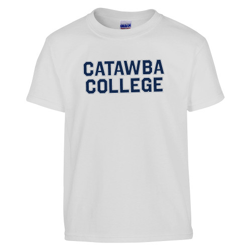  Youth White T Shirt - Catawba Primary Wordmark