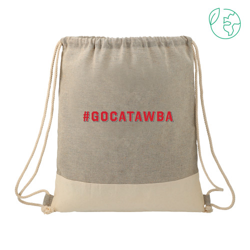  Split Recycled Cotton Grey/Natural Drawstring Bag - Catawba College Primary Mark