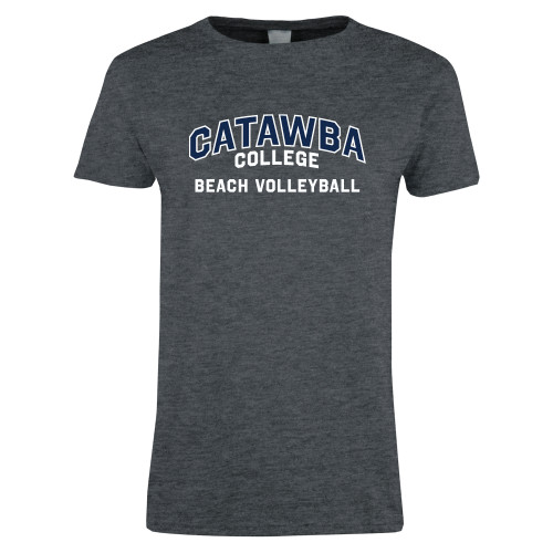  Womens Dark Heather Short Sleeve Tee - Catawba College Primary Beach Volleyball