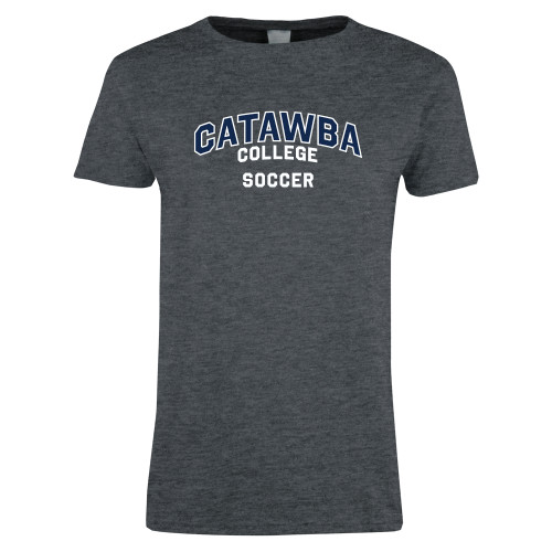  Womens Dark Heather Short Sleeve Tee - Catawba College Primary Soccer
