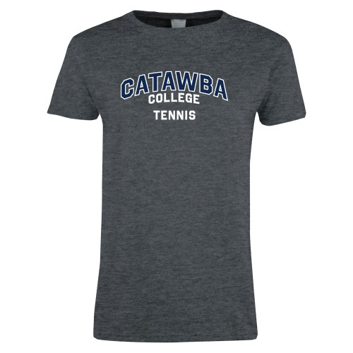  Womens Dark Heather Short Sleeve Tee - Catawba College Primary Tennis