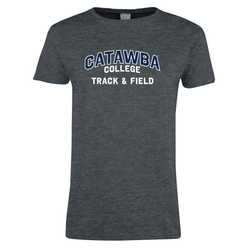  Womens Dark Heather Short Sleeve Tee - Catawba College Primary Track and Field