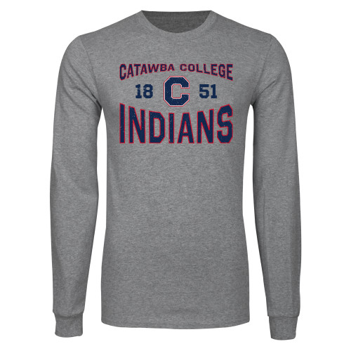  Grey Long Sleeve T Shirt - Catawba College 1851 Distressed