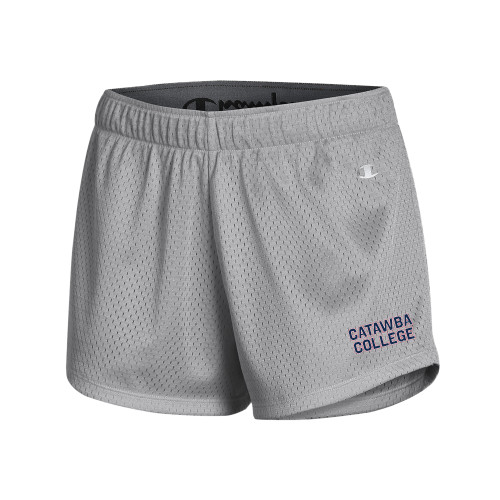  Champion Womens Grey Mesh Short - Catawba Primary Wordmark