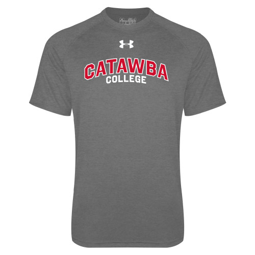  Under Armour Carbon Heather Tech Tee - UA Catawba College Primary Mark