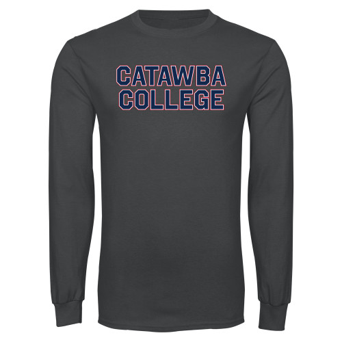  Charcoal Long Sleeve T Shirt - Catawba Primary Wordmark