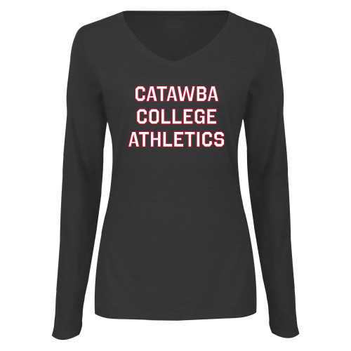  Womens Dark Heather Long Sleeve V Neck Tee  - CCA Stacked w C