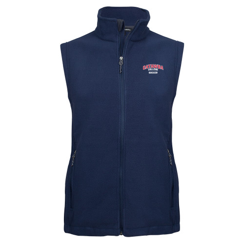  Navy Fleece Full Zip Vest - Catawba College Primary Soccer