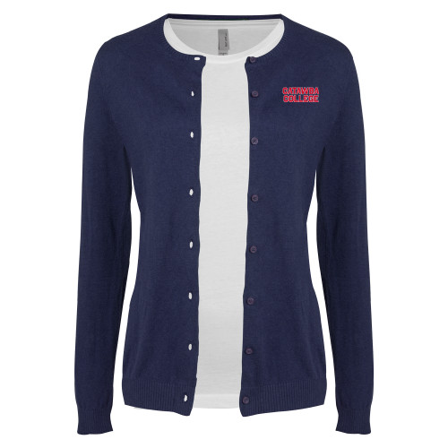  Womens Navy Cardigan Sweater - Catawba College Stacked