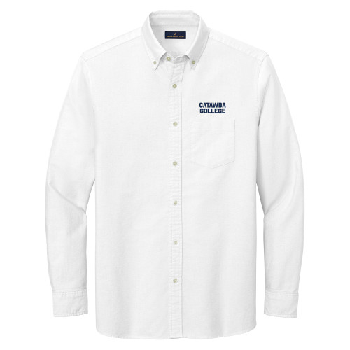  Brooks Brothers Mens White Casual Oxford Cloth Shirt - Catawba College Stacked