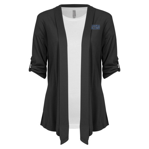  Womens Grey Drape Front Cardigan Sweater - Catawba College Stacked