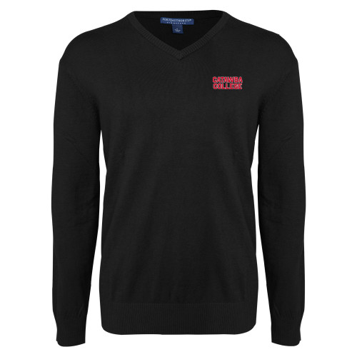  Black VNeck Sweater - Catawba College Stacked