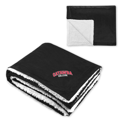 Super Soft Luxurious Black Sherpa Throw Blanket - Catawba College Primary Mark