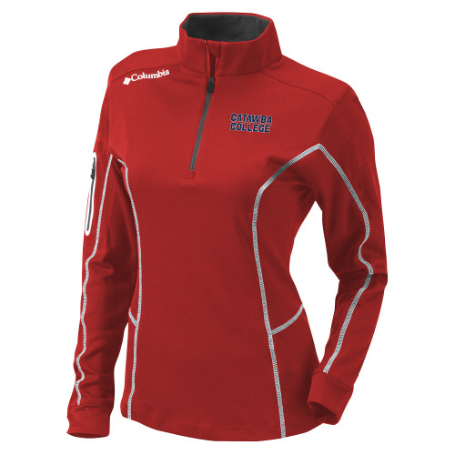  Columbia Womens Omni Wick Red 1/4 Zip - Catawba College Stacked