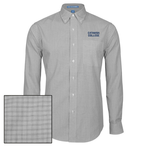  Charcoal Plaid Long Sleeve Button Down - Catawba College Stacked