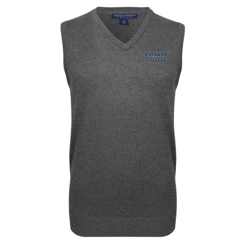  Charcoal VNeck Sweater Vest - Catawba College Stacked