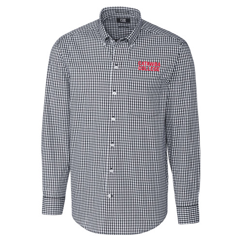  Cutter & Buck Charcoal Gingham Long Sleeve Button Down - Catawba College Stacked