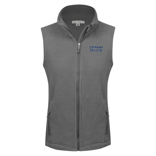  Womens Charcoal Fleece Full Zip Vest - Catawba College Stacked