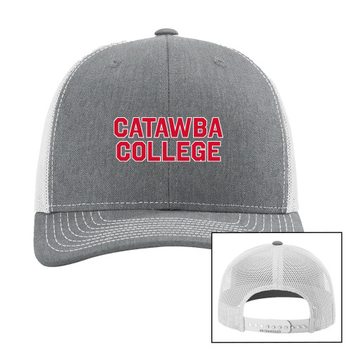  Richardson Heather Grey/Light Grey Trucker Hat - Catawba College Stacked