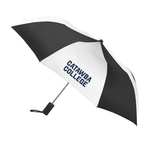  42 Inch Slim Stick Black/White Umbrella - Catawba Primary Wordmark