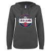Thumbnail image for  ENZA Womens Dark Heather V Notch Raw Edge Fleece Hoodie