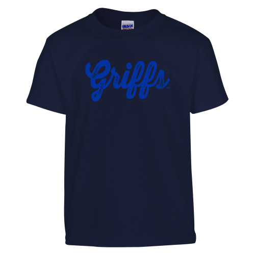  Youth Navy T Shirt - Griffs Vintage Script Tonal