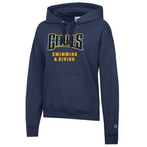  Champion Womens Navy Powerblend Pullover Hood - Griffs - Swimming and Diving