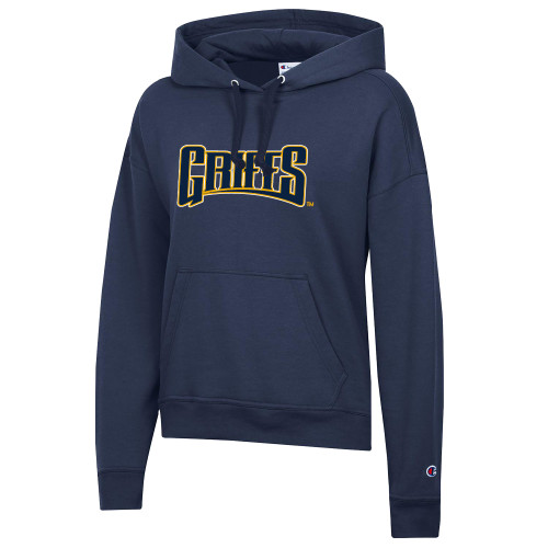  Champion Womens Navy Powerblend Pullover Hood - Griffs Wordmark