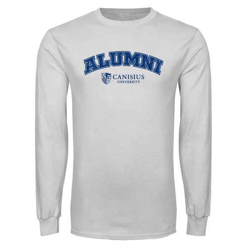  White Long Sleeve T Shirt - Canisius - Alumni Arched Distressed