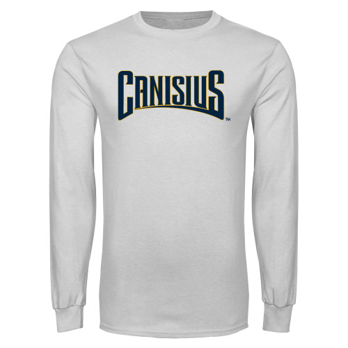  White Long Sleeve T Shirt - Canisius Athletic Wordmark