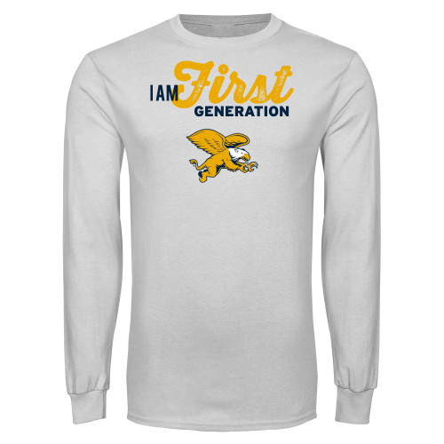  White Long Sleeve T Shirt - Canisius - First Generation Student