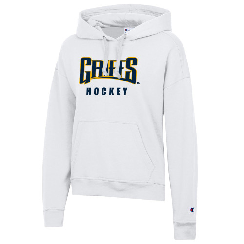  Champion Womens White Powerblend Pullover Hood - Griffs - Hockey