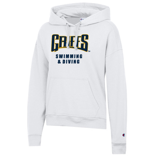  Champion Womens White Powerblend Pullover Hood - Griffs - Swimming and Diving