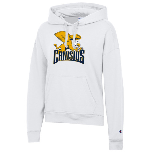 Canisius Champion Womens White Powerblend Pullover Hood-XS