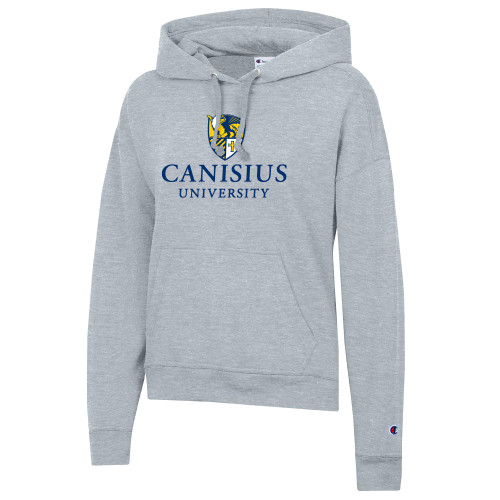  Champion Womens Oxford Grey Powerblend Pullover Hood - Canisius Institutional Mark Vertical