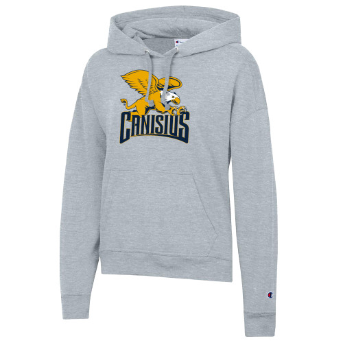  Champion Womens Oxford Grey Powerblend Pullover Hood - Canisius Athletic Mark