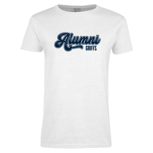  Womens White Short Sleeve Tee - Griffs - Alumni Vintage Script