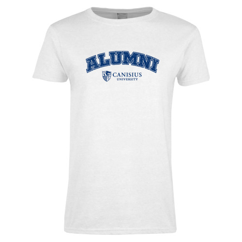  Womens White Short Sleeve Tee - Canisius - Alumni Arched Distressed