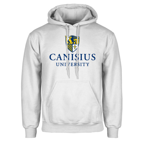  White Fleece Hoodie - Canisius Institutional Mark Vertical