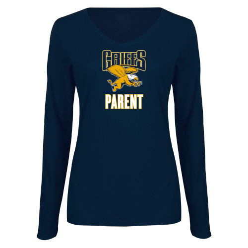  Womens Navy Long Sleeve V Neck Tee  - Canisius Griffs - Parent