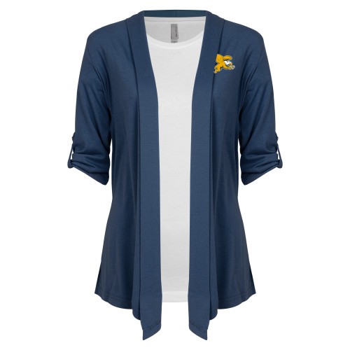  Womens Navy Drape Front Cardigan Sweater  - Canisius Griffin Mascot