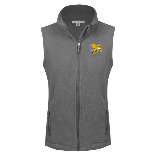  Womens Charcoal Fleece Full Zip Vest - Canisius Griffin Mascot