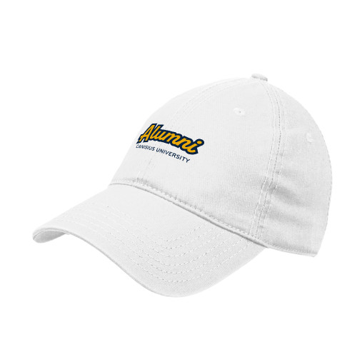  White Unstructured Adjustable Low Profile Hat - Canisius - Alumni Script Arched