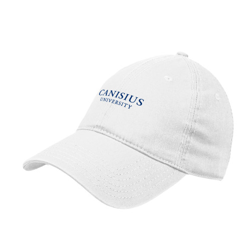  White Unstructured Adjustable Low Profile Hat - Canisius University Institutional Wordmark