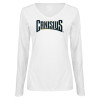 Thumbnail image for  Womens White Long Sleeve V Neck Tee 