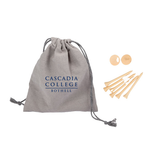  Bamboo Golf Tee Set w/ Grey Recycled Pouch - Cascadia College Bothell